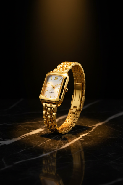 Gold Watch - Dark Marble Drama