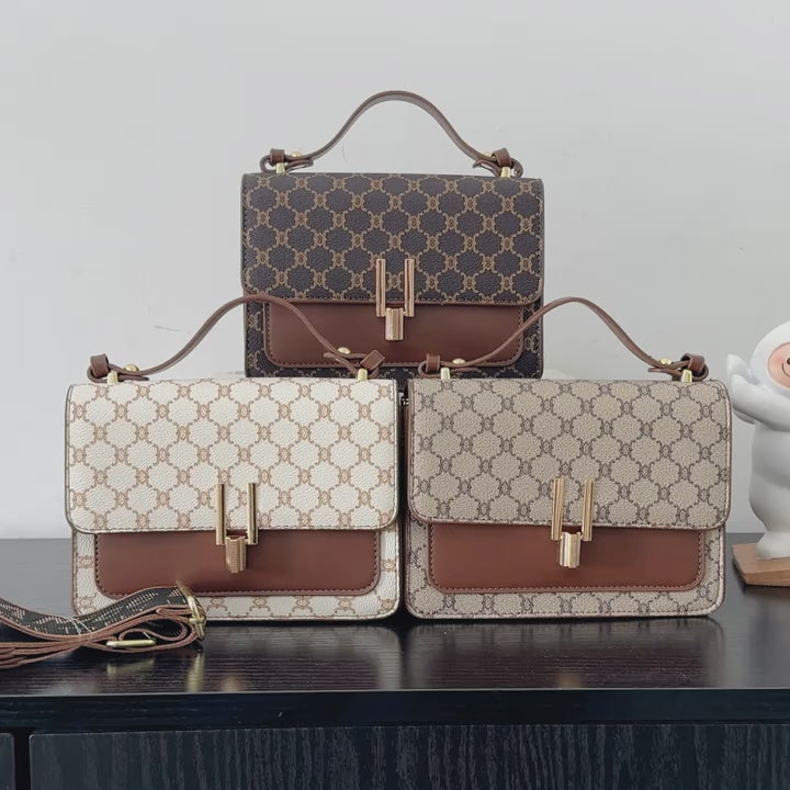 Vintage Square Crossbody Handbag with Wide Strap